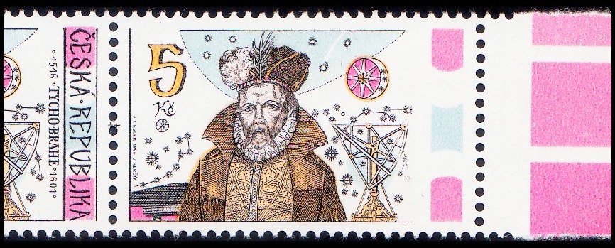 Výročí osob. - Tycho  Brahe (nedotisk barvy vpravo včetně názvu státu - ST 1+1)