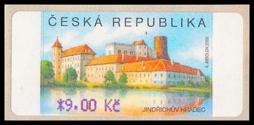 Automatové známky - Jindřichův Hradec - hodnota 9,00 Kč tisk fialovou barvou 