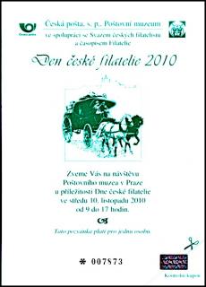 Černotisk - Pozvánka pro členy SČF na den české filatelie 2010