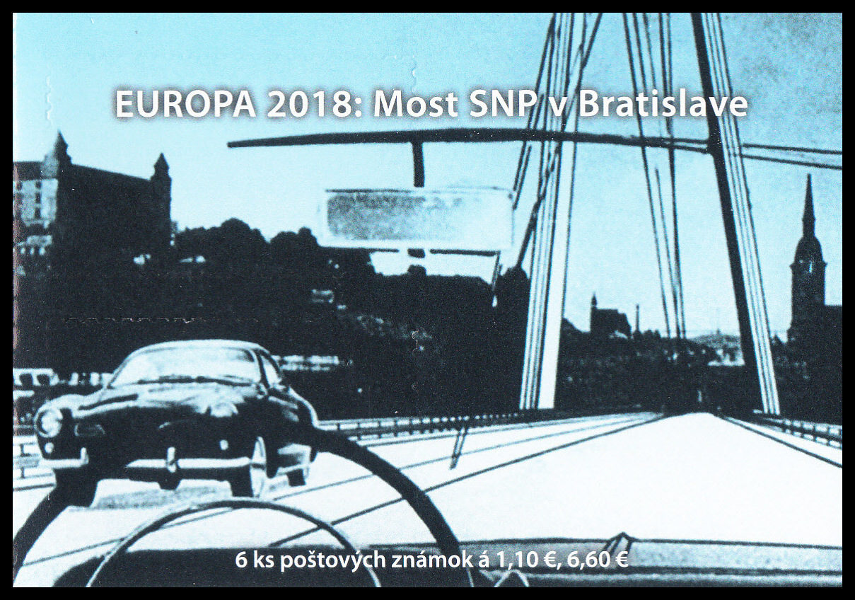 EUROPA 2018 - Most SNP v Bratislavě (samolepící sešítek přeložený v půlce)