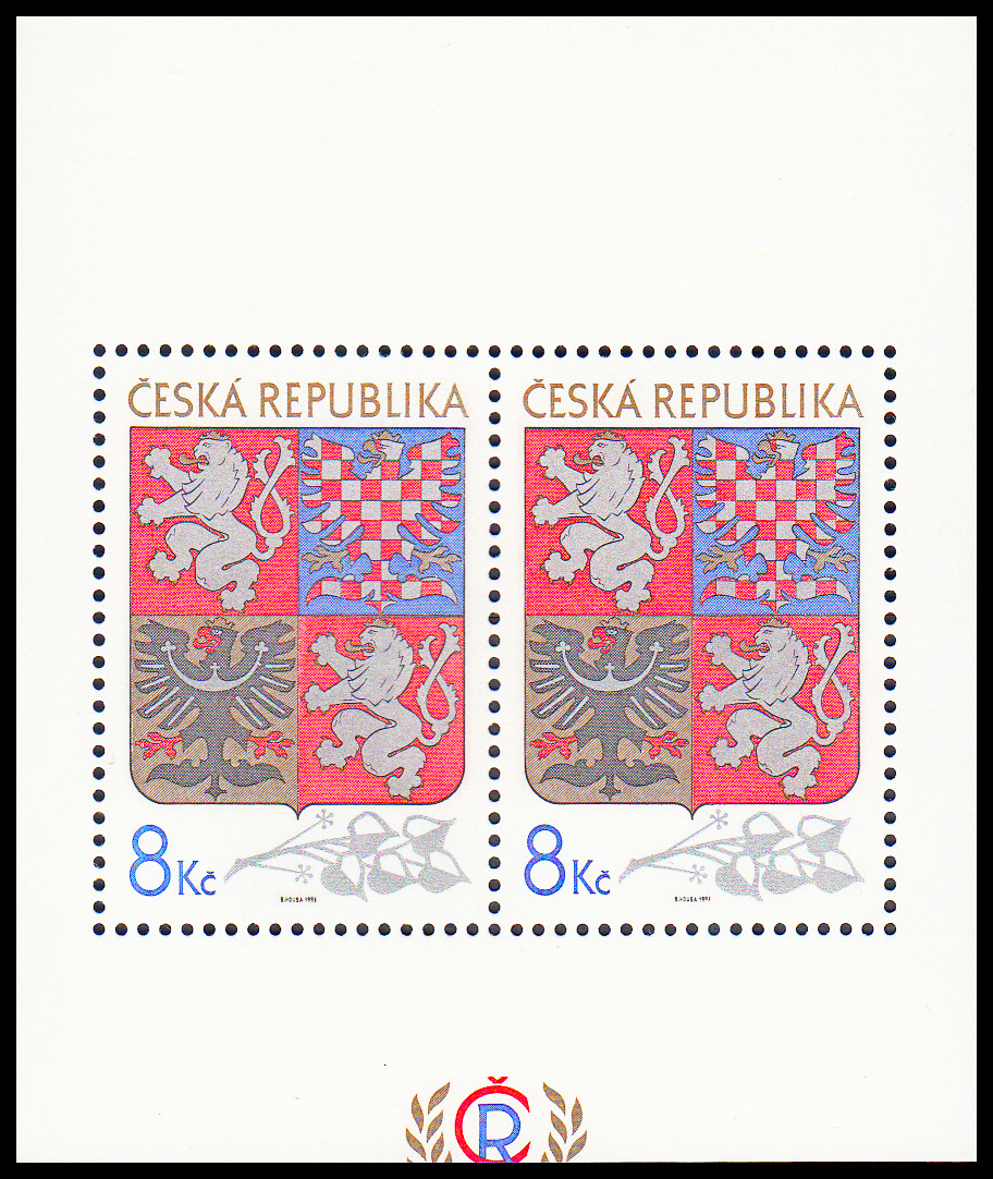 Velký státní znak České republiky (odlišný ořez aršíku  - bez znaleckých značek)