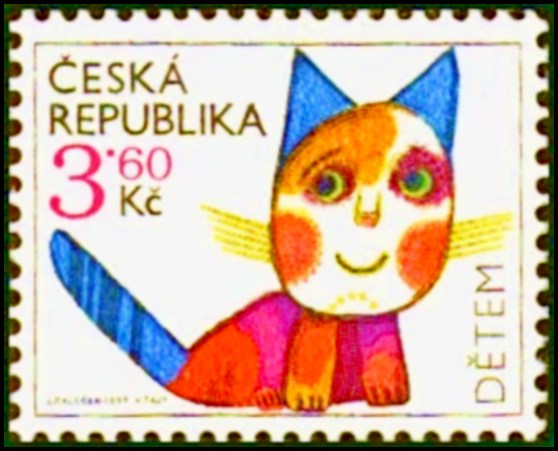 Dětem (kresba usmívající se kočičky)