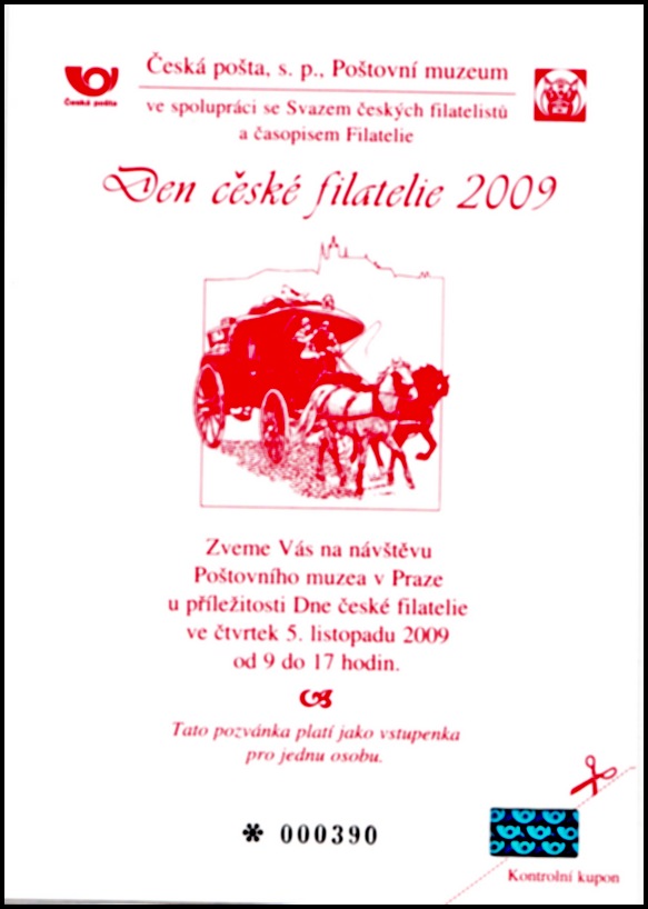 Černotisk - Pozvánka pro členy SČF na den české filatelie 2009
