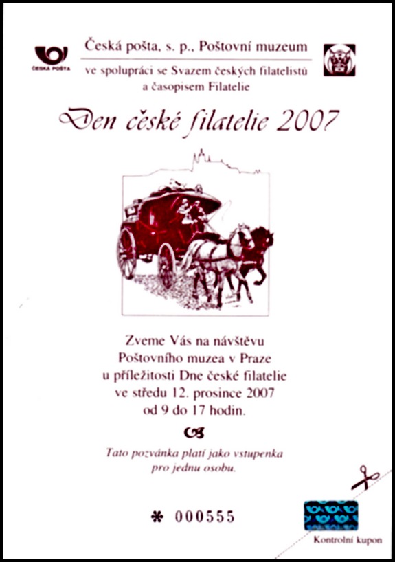 Černotisk - Pozvánka pro členy SČF na den české filatelie 2007