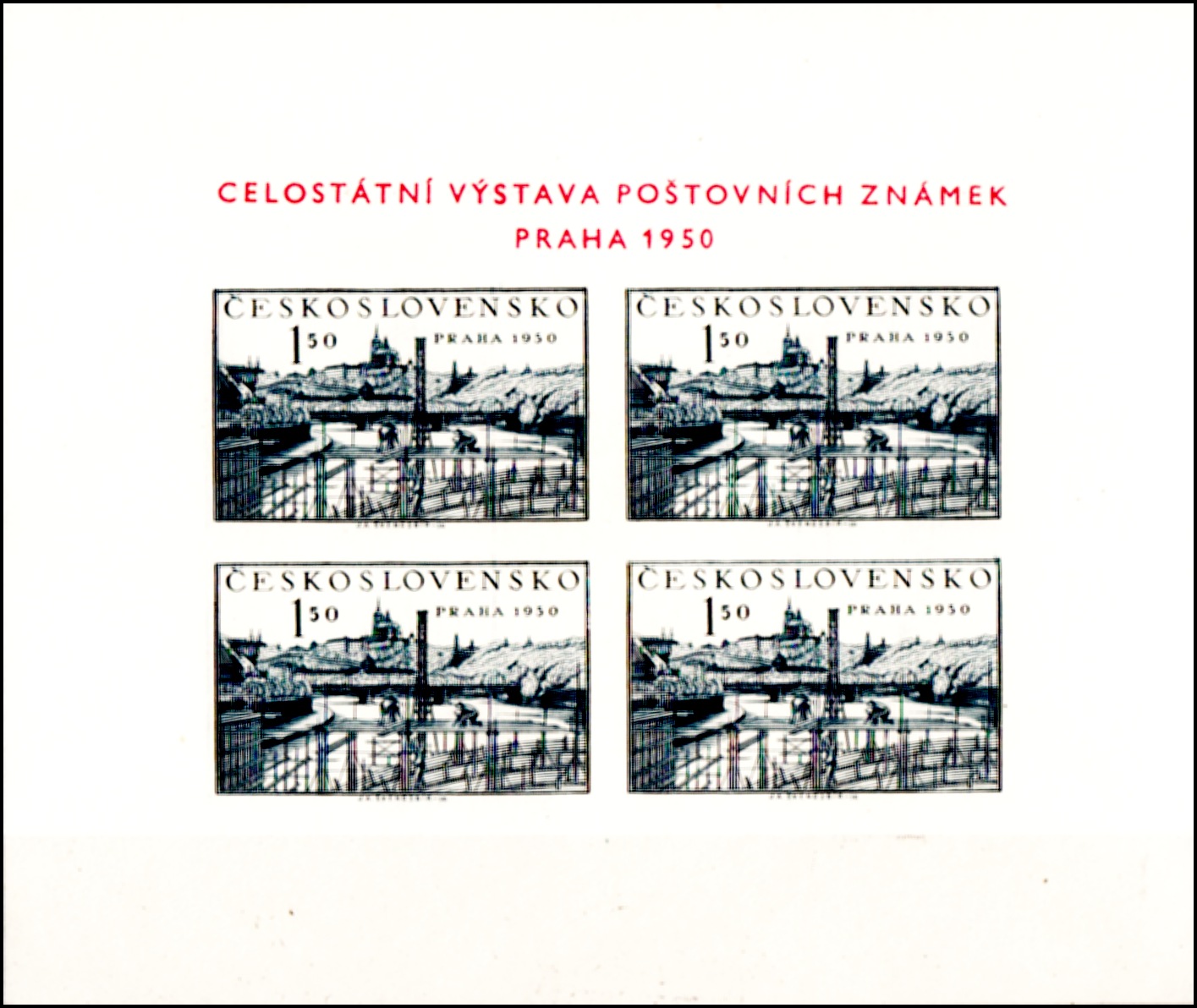 Celostátní výstava poštovních známek Praha 1950 (Současná Praha) - Aršík