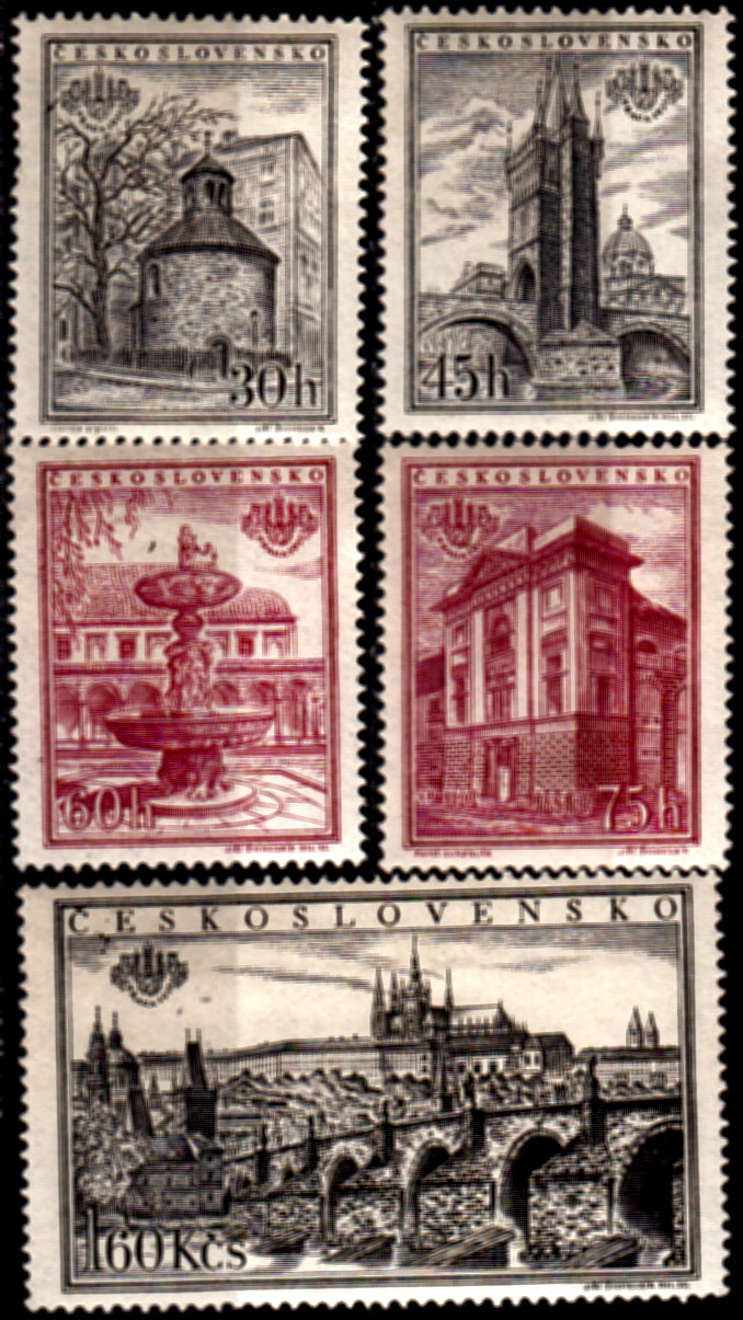 Mezinárodní výstava poštovních známek PRAGA 1955 (zoubkované známky)