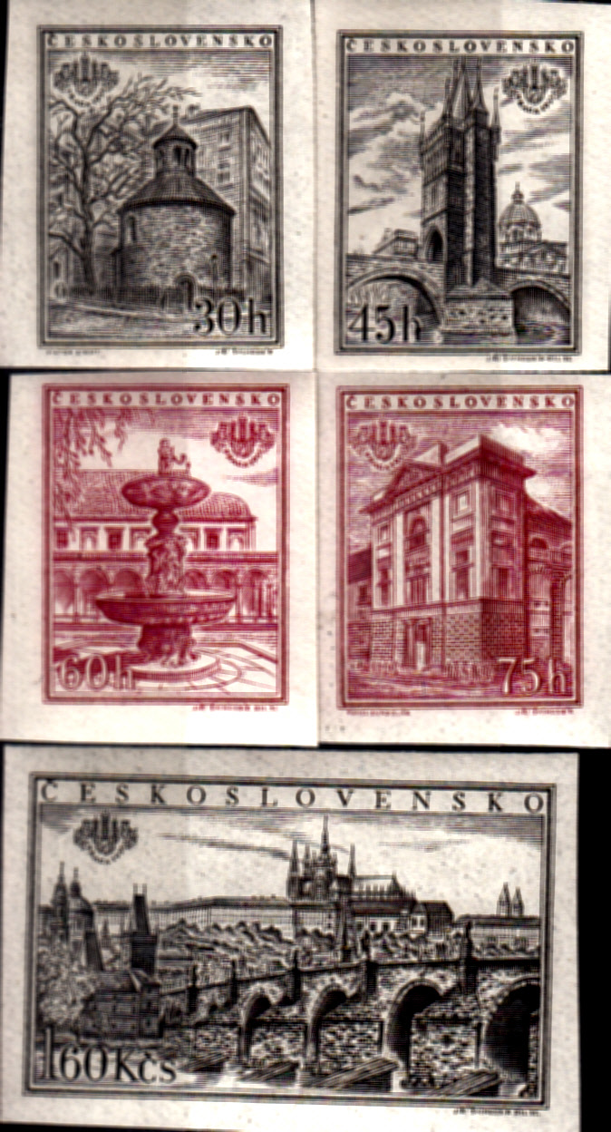 Mezinárodní výstava poštovních známek PRAGA 1955 (stříhané známky)
