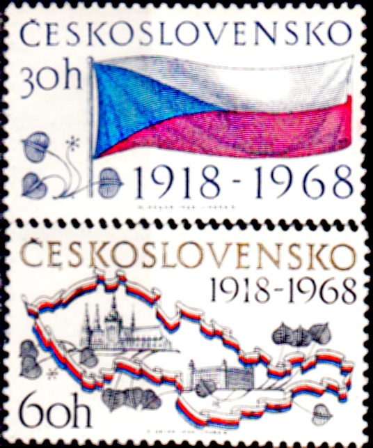 50.výročí vzniku Československa (známky)
