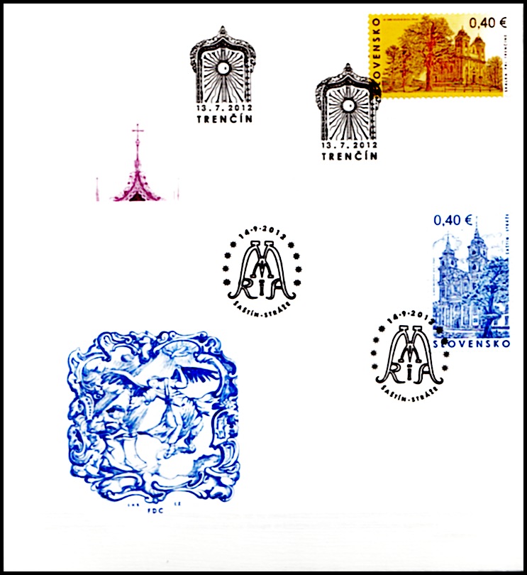 FDC - Krásy vlasti - Skalka u Trenčína a Bazilika Panny Marie v Šaštíně (2012)