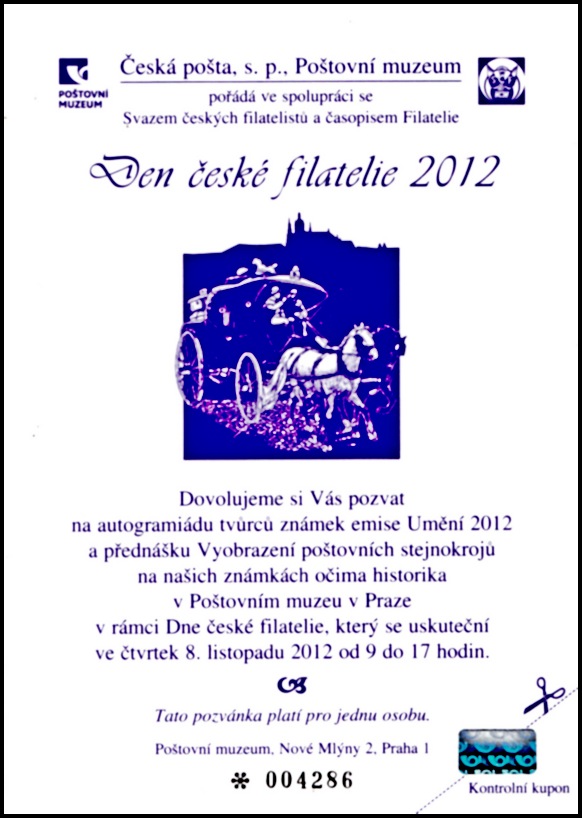 Černotisk - Pozvánka pro členy KF na den české filatelie 2012