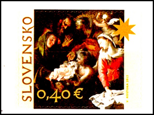 Vánoce 2012 - Narození Krista (známka ze samolepícího sešítku)