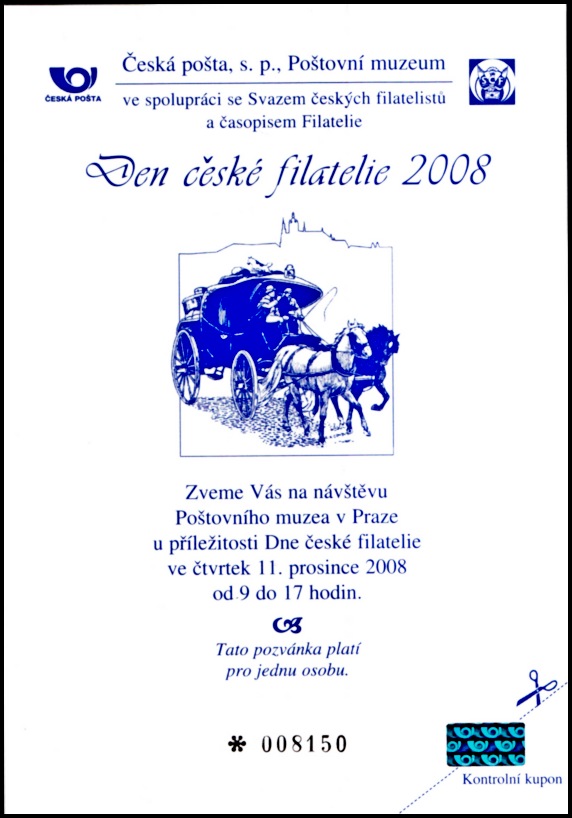 Černotisk - Pozvánka pro členy SČF na den české filatelie 2008