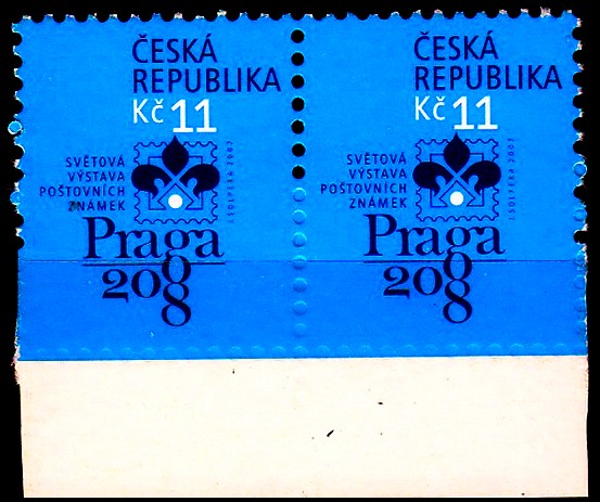 Praga 2008 - logo výstavy - slepá dolní perforace (dvojička) 