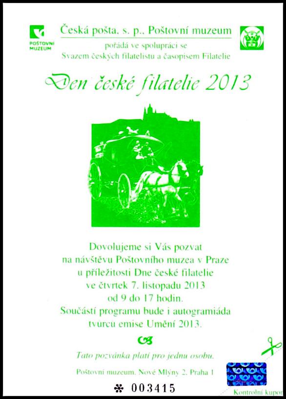 Černotisk - Pozvánka pro členy KF na den české filatelie 2013