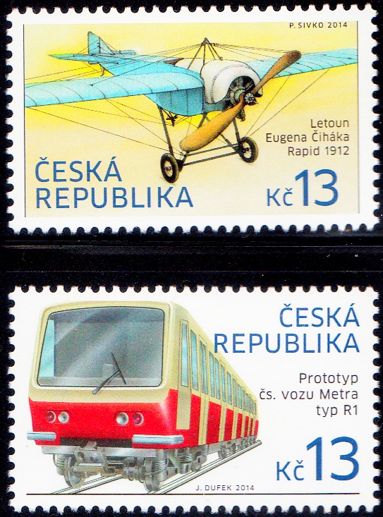 Historické dopravní prostředky - letoun Rapid 1912 a 1. prototyp Metra v Praze