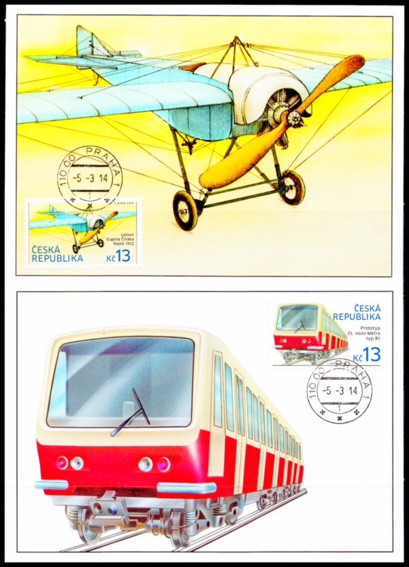 Cartes maximum (Z) Historické dopravní prostředky- letoun Rapid a prototyp Metra