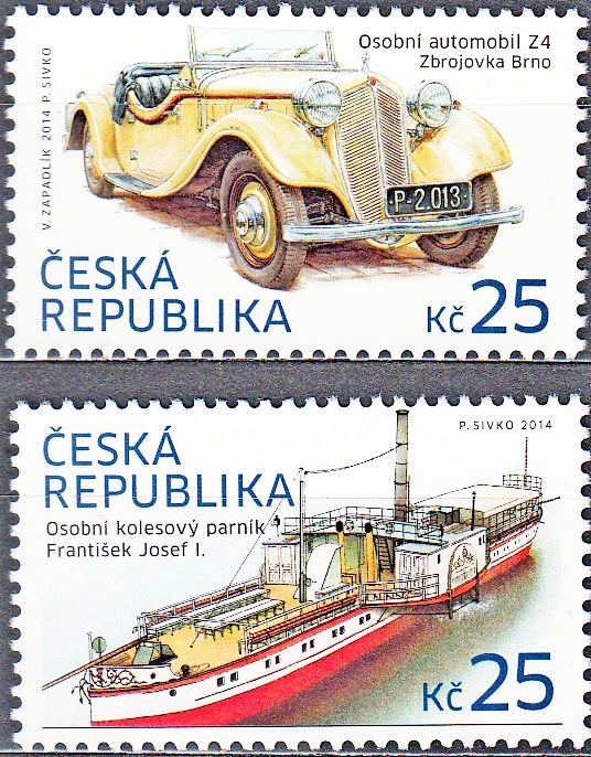 Historické prostředky - automobil Z4, kolesový parník F. Josef I.