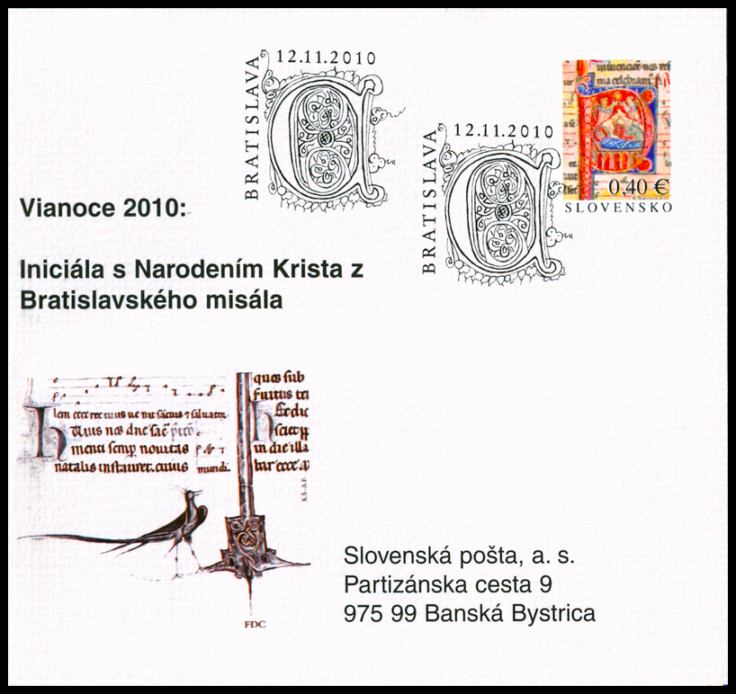 Vánoce 2010 - Iniciála s Narozením Krista  (samolepící sešítek)