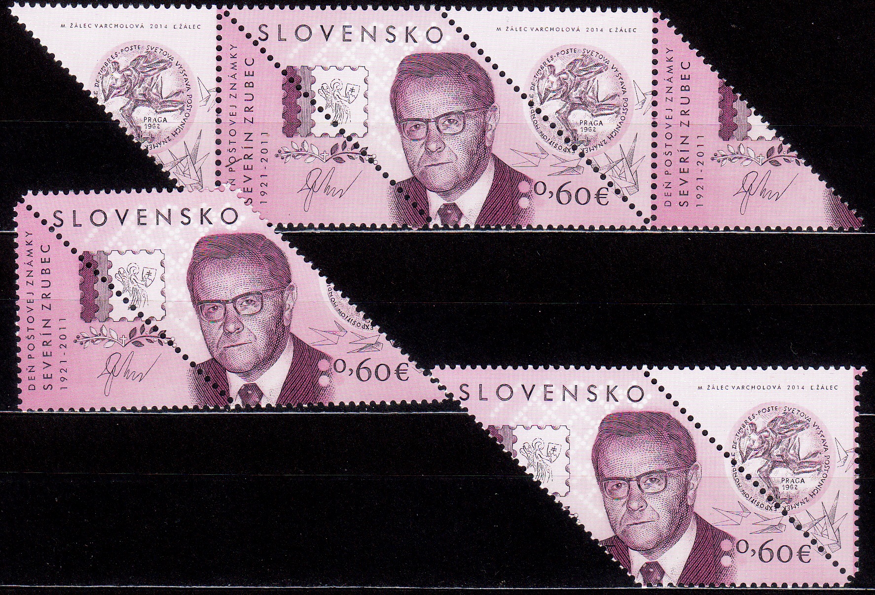 Den poštovní známky 2014 - Severín Zrubec  (kombinace vodorovné 3 zn.+ 6 K)
