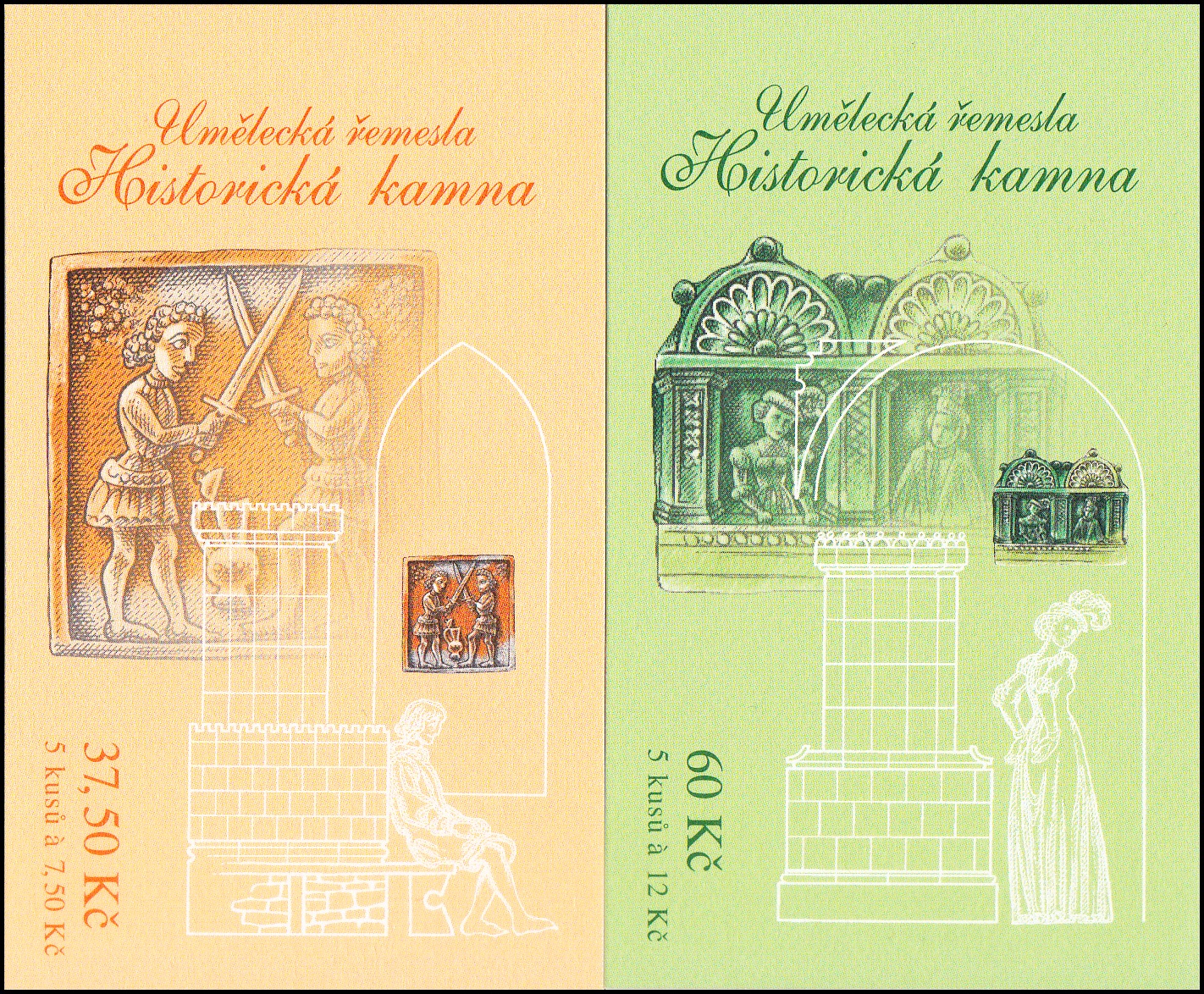 Umělecká řemesla - Historická kamna (známkové sešítky ZS 104 - 5) 