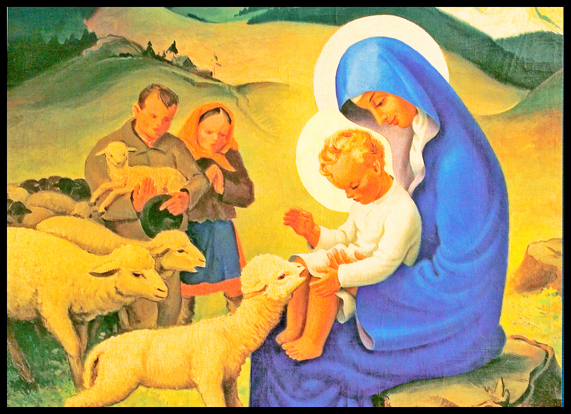 Vánoční motivy v díle Karla Ondreička (celinová pohlednice) 
