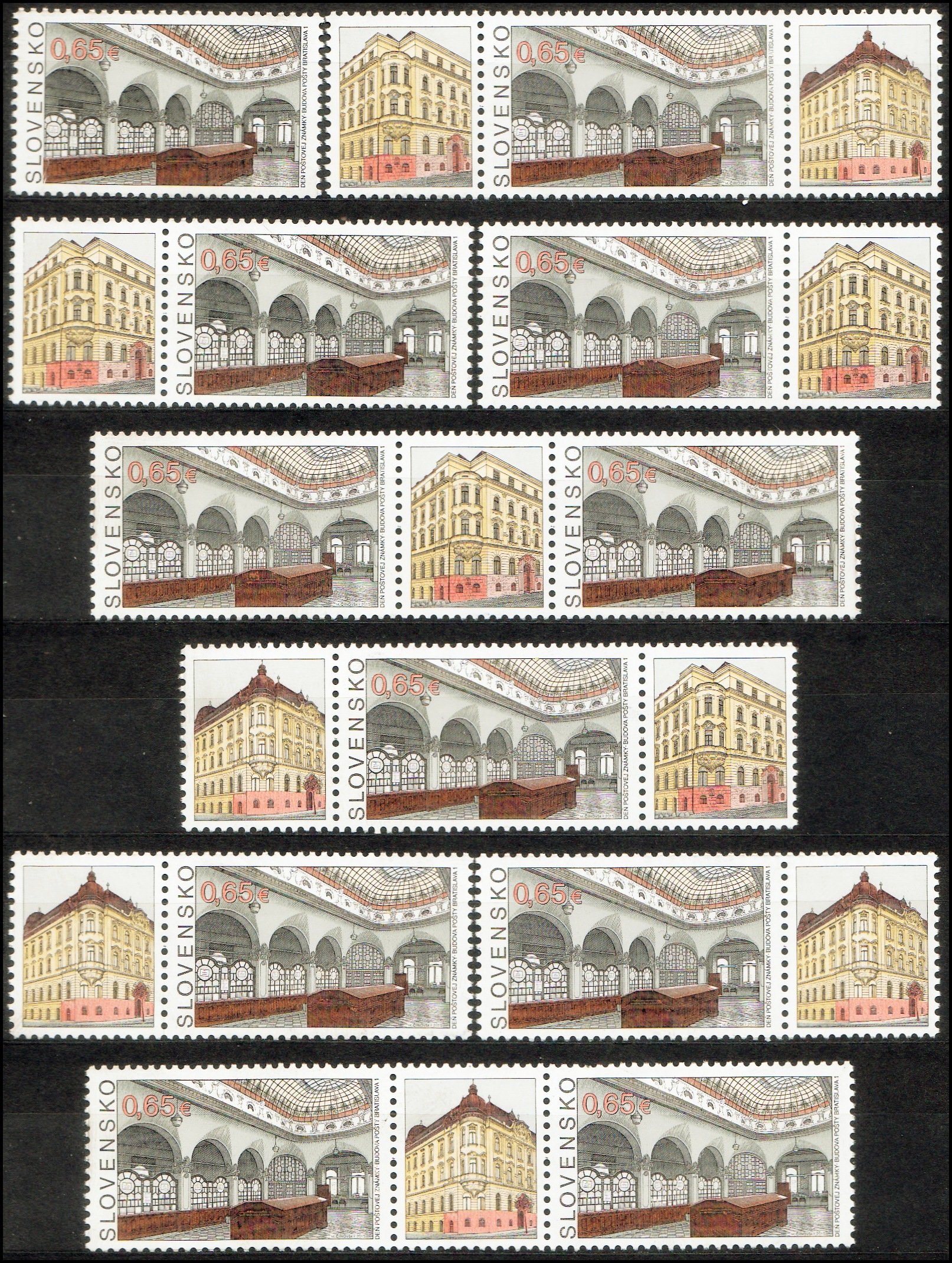  Den poštovní známky 2015 - Budova pošty Bratislava 1 (kombinace 11 zn.+ 10 K)