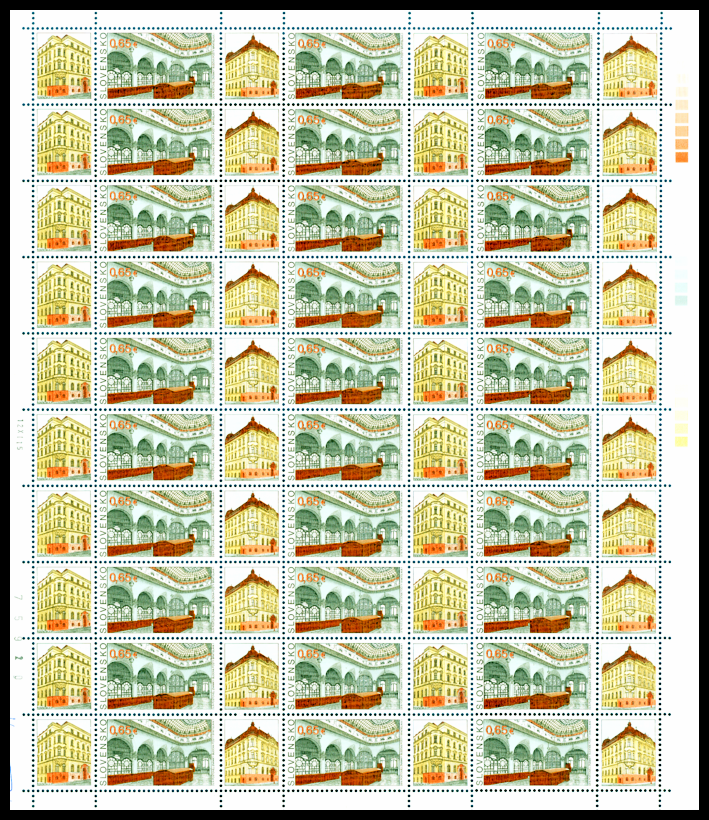  Den poš. zn. 2015 - Budova pošty Bratislava 1 (celý kompletní arch 30 zn.+40 K)