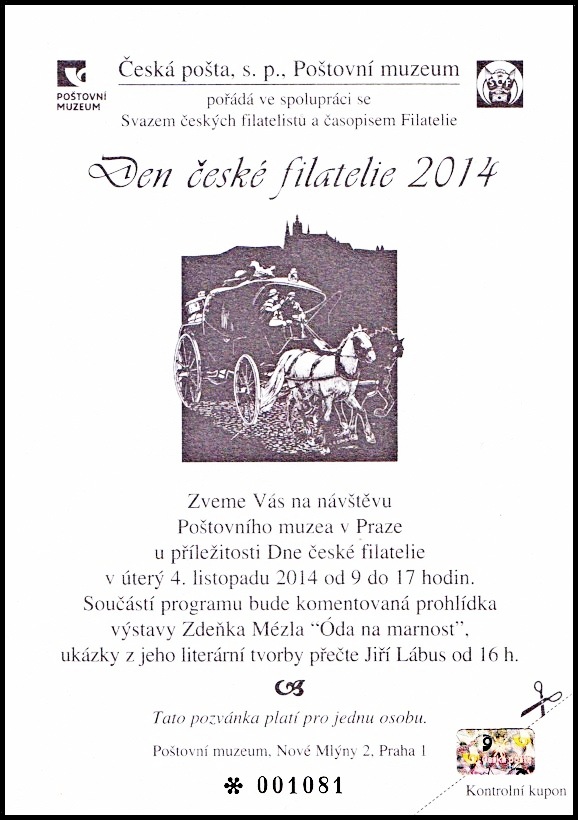 Černotisk - Pozvánka pro členy KF na den české filatelie 2014