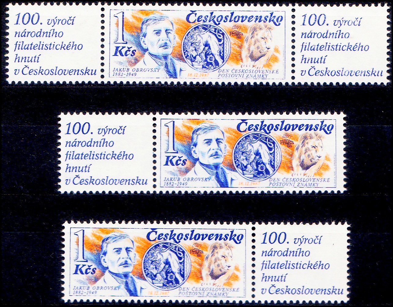 Den čs. poštovní známky 1987 (kombinace 3 zn.+ 4 K)