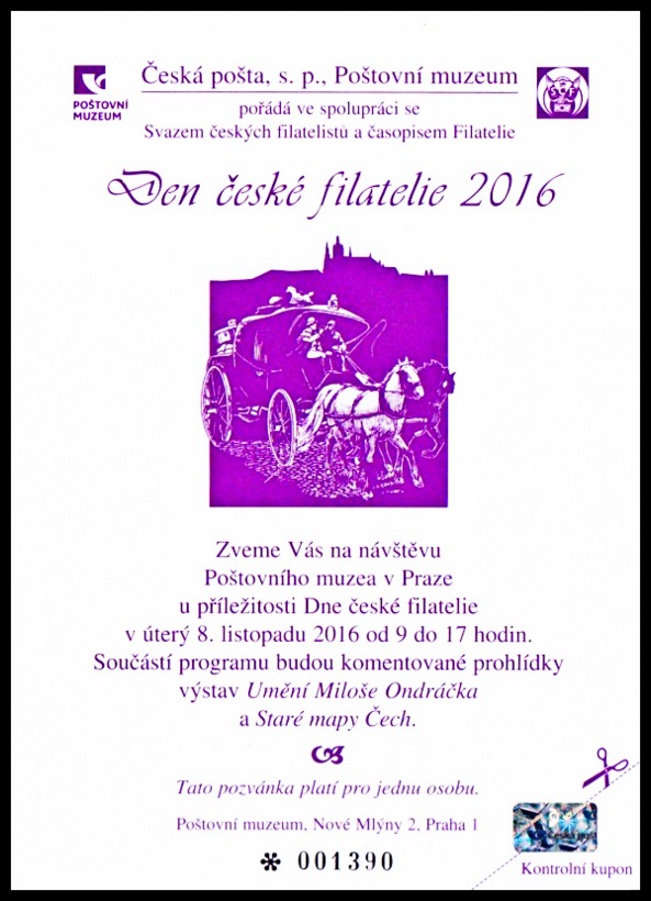Černotisk - Pozvánka pro členy KF na den české filatelie 2016