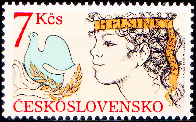 10.výročí Helsinské konference (známka z aršíku zoubkovaná)