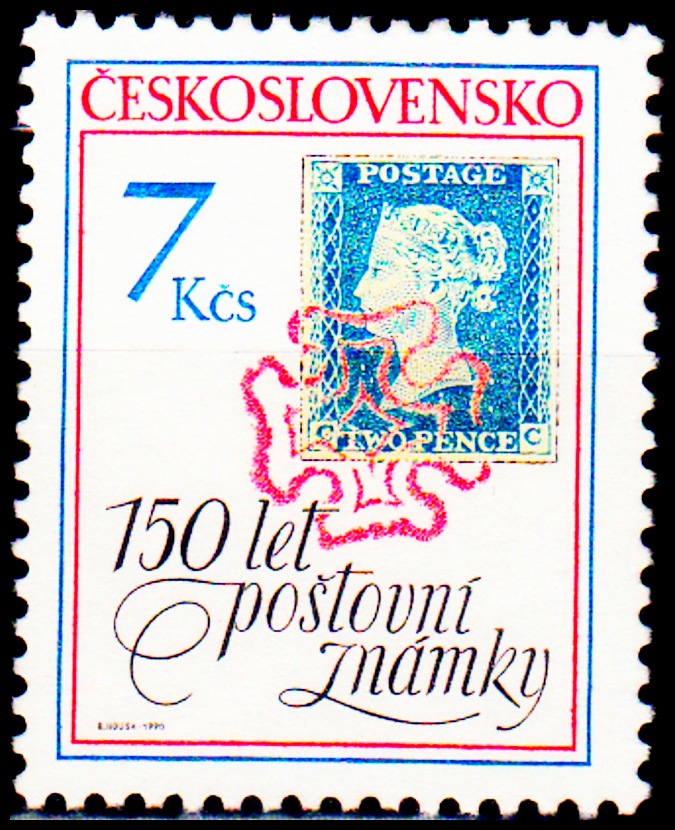 150 let poštovní známky (známka z aršíku)