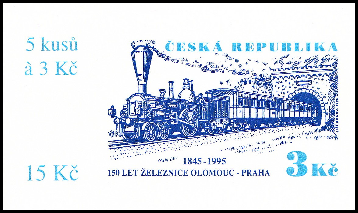 150.let od příjezdu vlaku Olomouc - Praha (známkový sešítek ZS 40) 