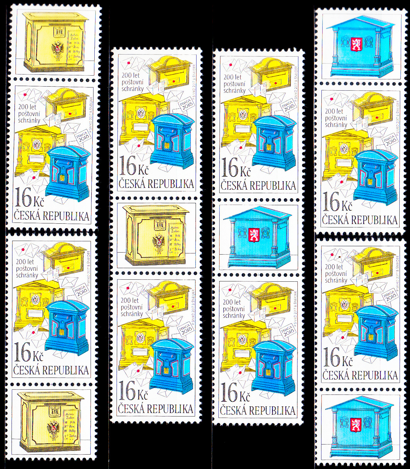 200 let poštovní schránky (kombinace 8zn.+ 6K)