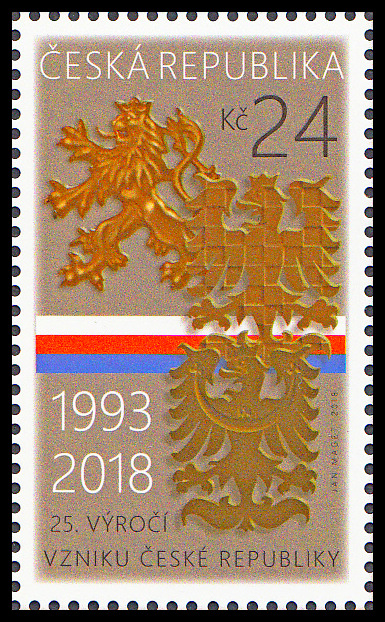 25. výročí vzniku České republiky (známka z aršíku)