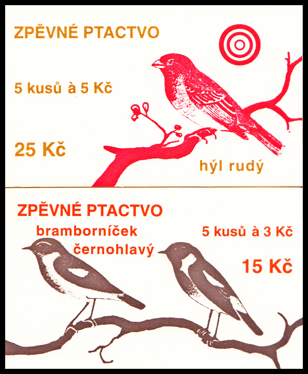 Ochrana přírody - Zpěvné ptactvo (známkové sešítky ZS 26 - 27)