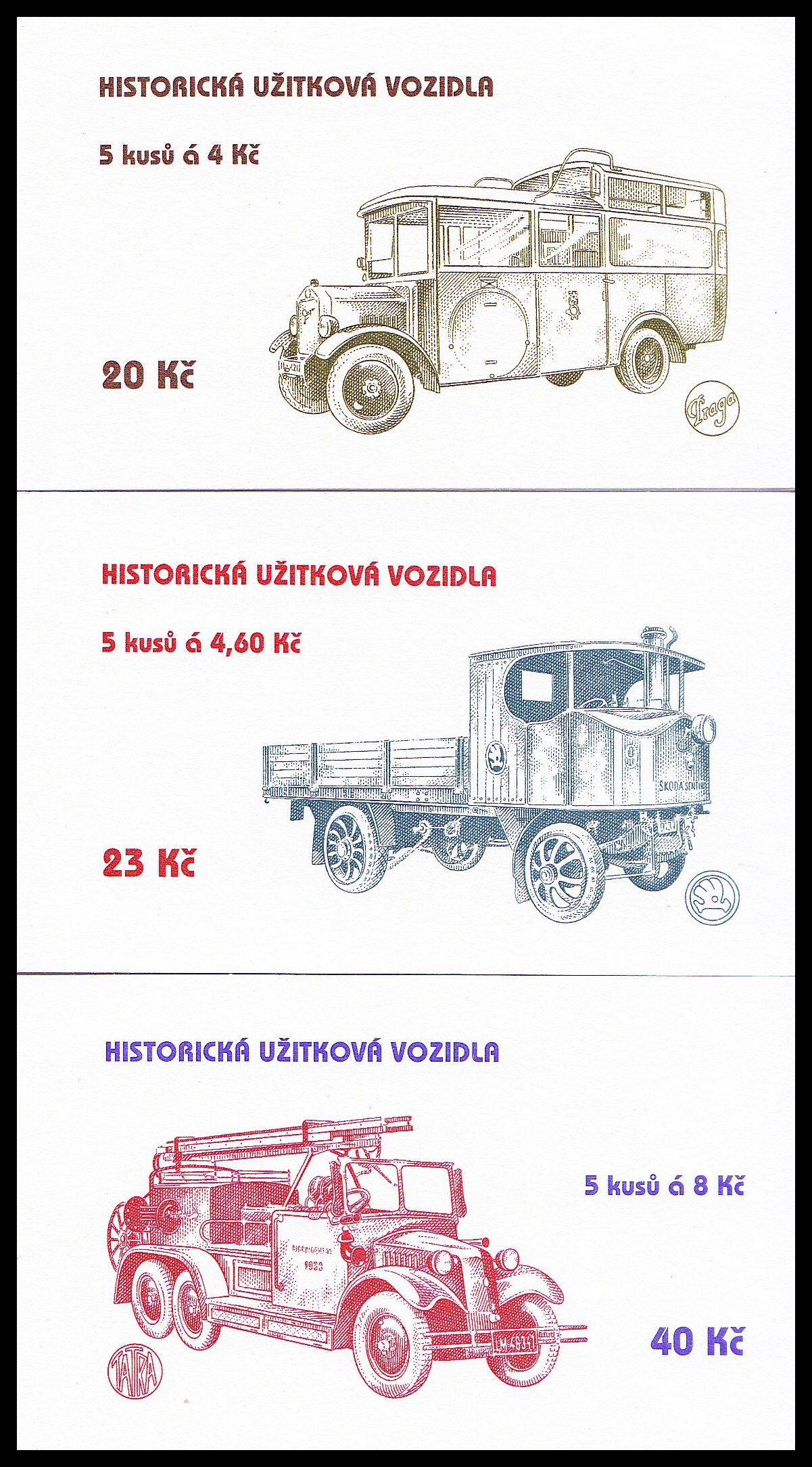 Československá historická užitková vozidla (známkové sešítky ZS 57 - 59)  