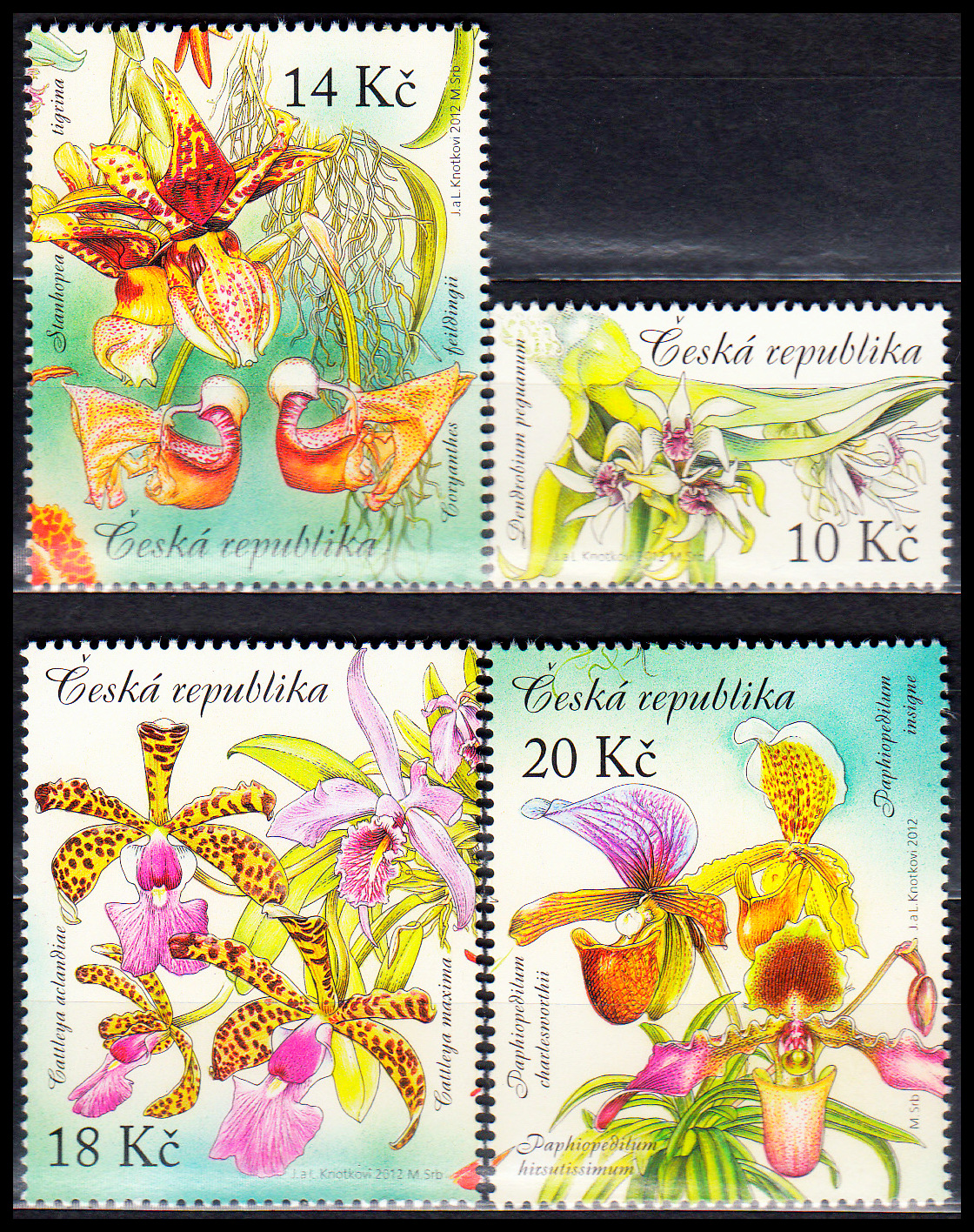 Pěstitelství - krása orchidejí (známky z aršíku)
