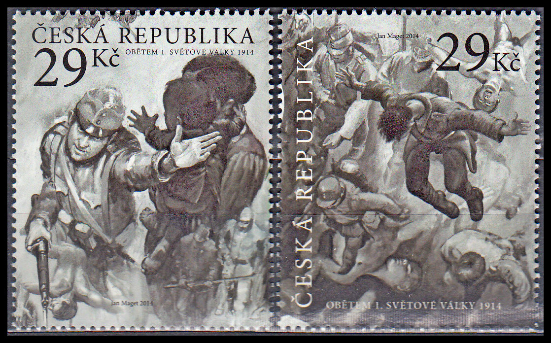 Obětem 1. světové války I. (známky z aršíku  1914 - 2014)