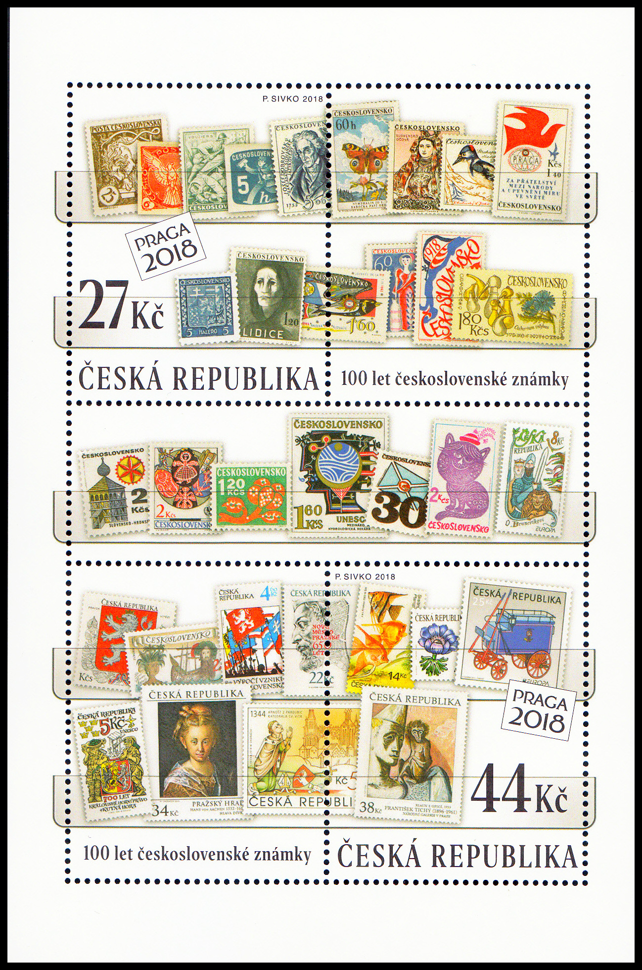 100 let československé poštovní známky (aršík)
