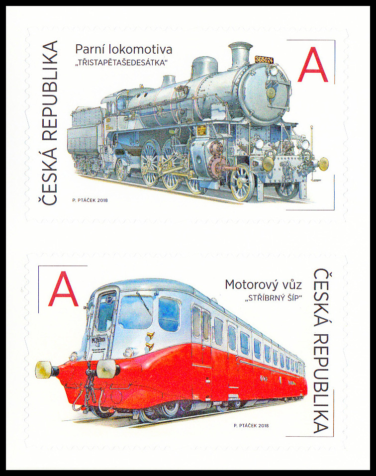 Svět na kolejích II.- parní lokomotiva, motorový vůz (samolepící známky) 