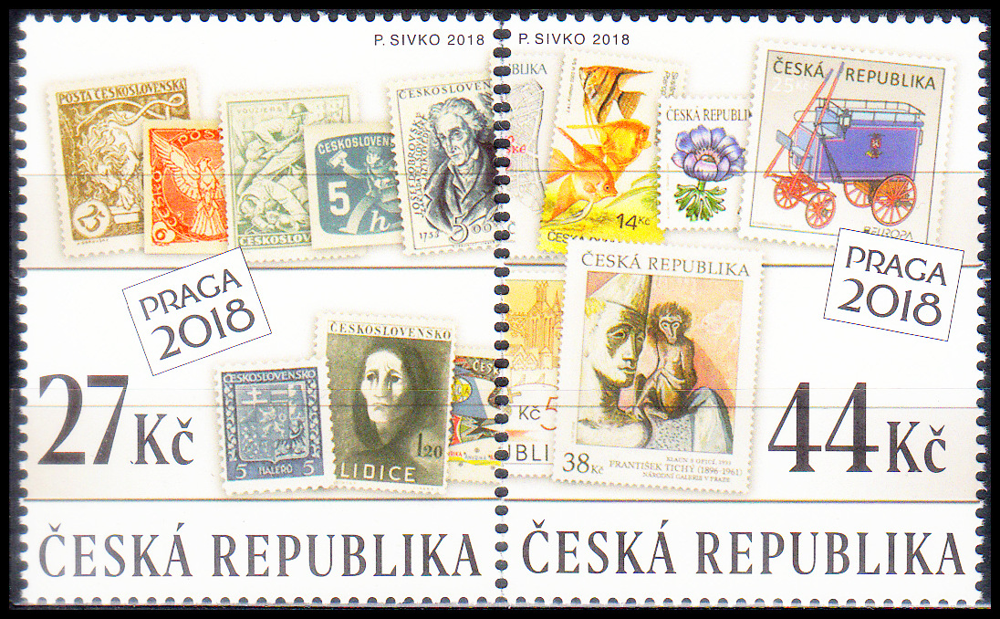 100 let československé poštovní známky (známky z aršíku)