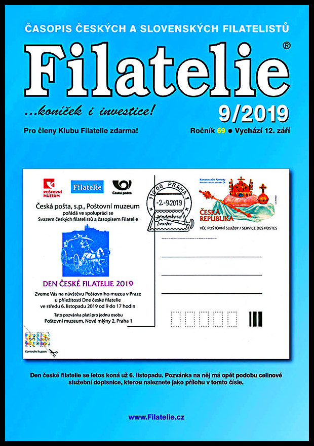 Časopis  Filatelie 9 / 2019 (s přílohou emisního plánu zn. 2019 - I. pololetí) 