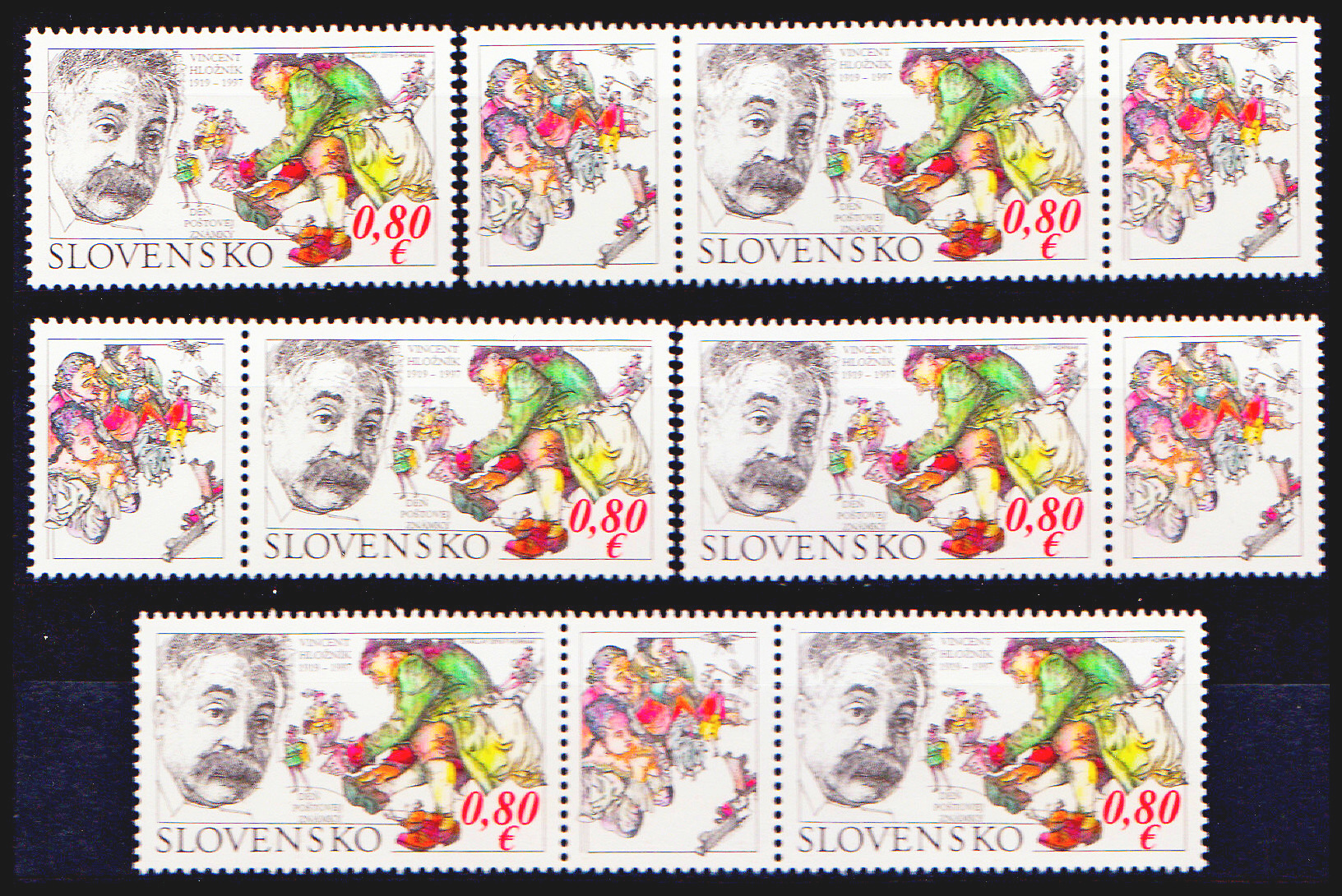 Den poštovní známky 2019: Vincent Hložník1919 - 1997 (kombinace 6 zn. + 5 K)