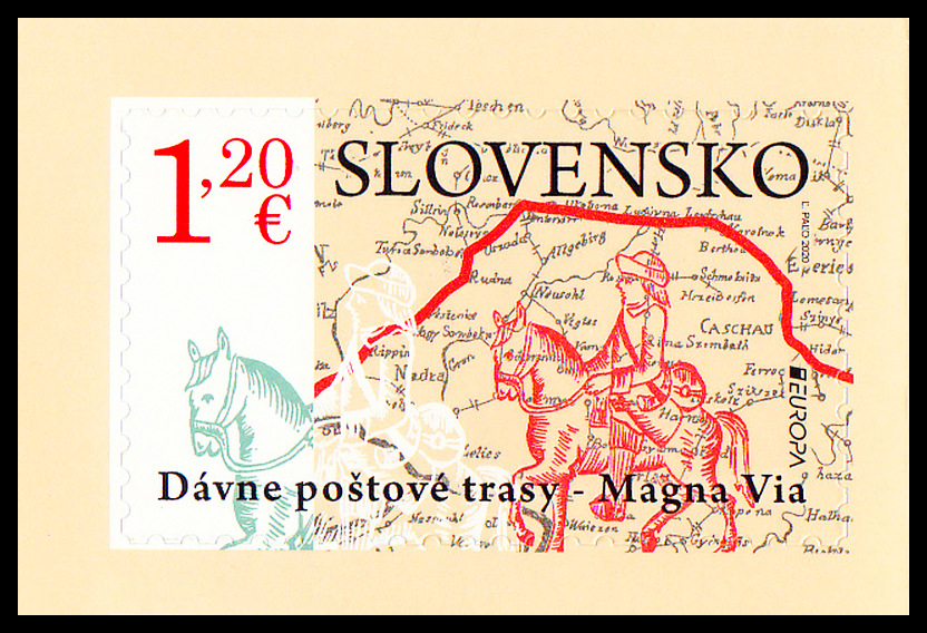 EUROPA 2020: Dávné poštovní trasy - Magna Via (známka ze samolepícího sešítku)