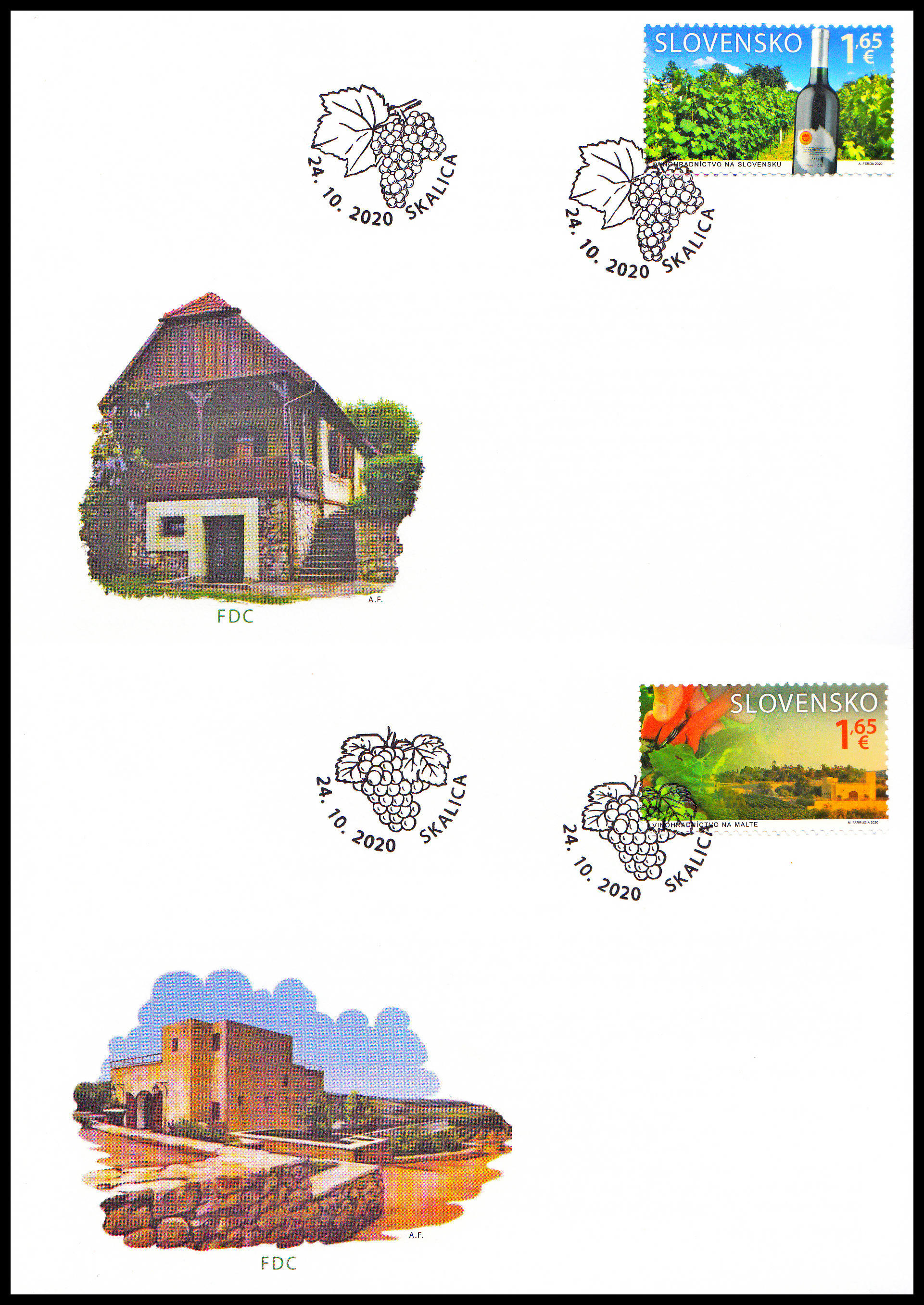 FDC - Společné vydání s Maltou (SR)  - Vinohradnictví na Slovensku