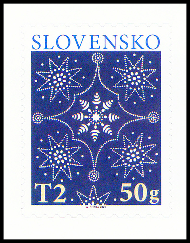 Vánoce 2020 - Tradiční slovenský modrotisk (známka ze samolepícího sešítku)