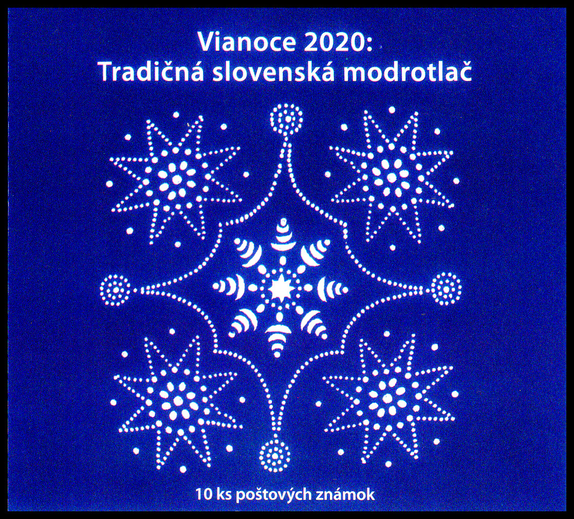 Vánoce 2020 - Tradiční slovenský modrotisk (samolepící sešítek nepřeložený)