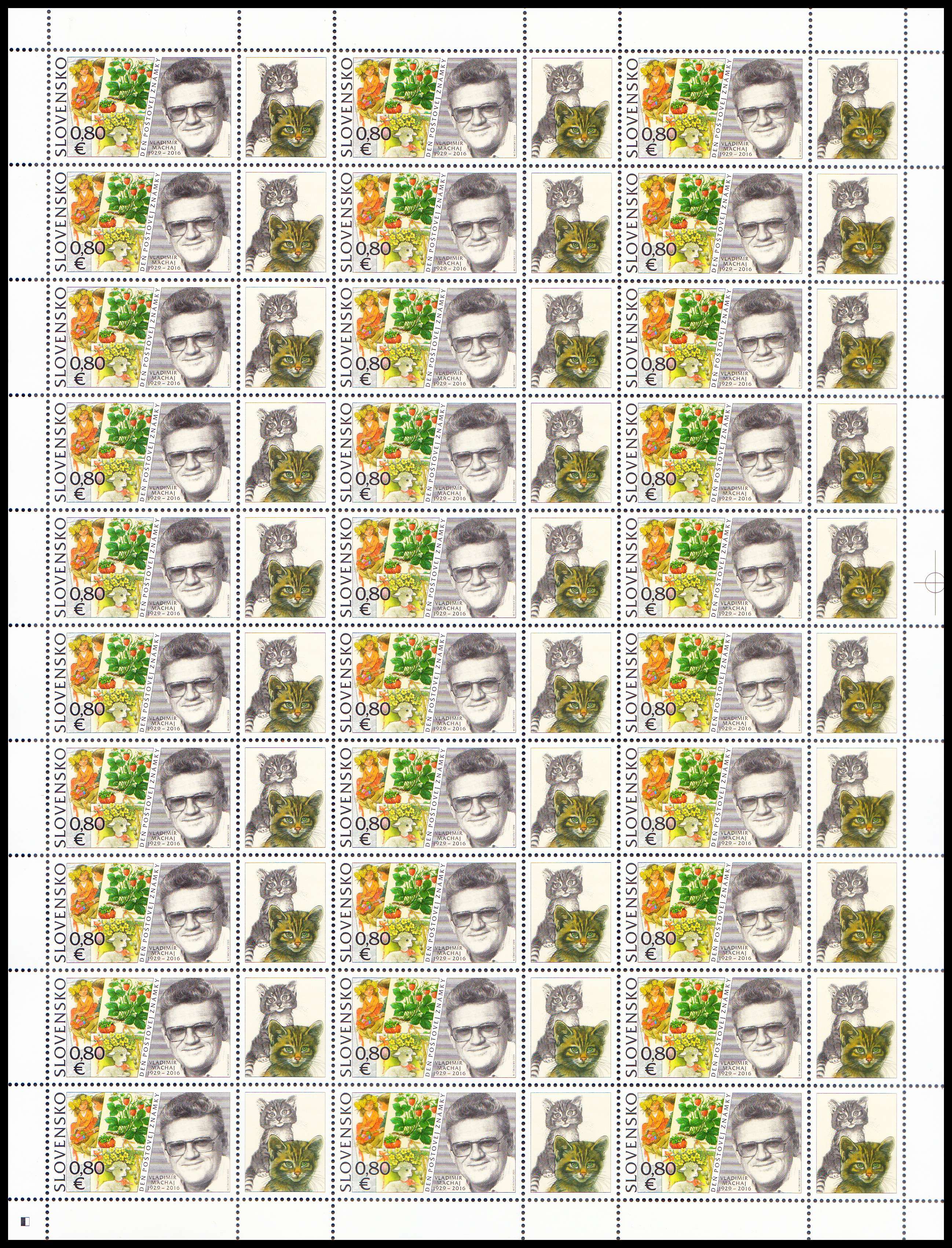 Den poštovní známky 2020: Vladimír Machaj 1929 – 2016 (celý arch 30 zn. + 30 K) 