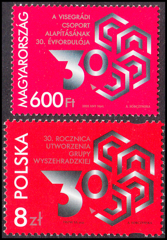 Společné vydání (Maďarsko+PL) 30. výročí založení Visegrádské skupiny 